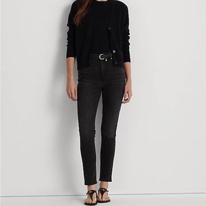 NWT Ralph Lauren Women’s High Rise Ankle Skinny Black Jeans, size 14.